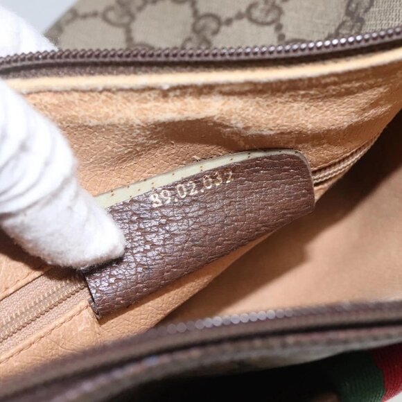 GUCCI GG Supreme Web Sherry Line Shoulder Bag PVC Beige Red 89 02 032 Auth BA465 - Picture 13 of 16